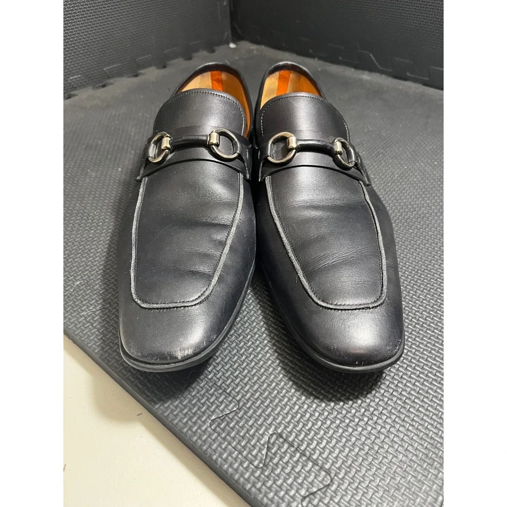 Magnanni Horse Bit Loafers Mens 12 Black Leather Dress Shoes Spain Neiman Marcus